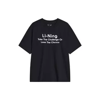 Li Ning Sports Fashion Series High Street American Retro Letter Print Round Neck Soft Comfortable Casual Short Sleeve Футболка Unisex Tops AHSU695-9 L