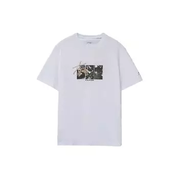 Li Ning Sports Fashion Series Круглый вырез Трикотажная повседневная футболка с коротким рукавом Мужские топы Белый AHSR521-1 XXXL