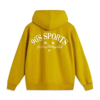 Li Ning Sports Fashion Series Letter Hooded Comfortable Breathable Loose Sweatshirt Unisex sweatshirt Palm-Gold AWDUB65-5 XS