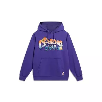 Li-Ning Спортивная мода Серия буквенный логотип принт пуловер толстовка с капюшоном длинный рукав толстовка мужская топы фиолетовый AWDT551-2 M
