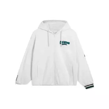 Li-Ning Спортивная модная серия с буквенным принтом и логотипом на молнии, мужские топы, белые AWDT549-1 XL