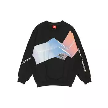 Li Ning Sports Fashion Series Letter Logo Printed Loose Fit Pullover Long Sleeve Hoody Men sweatshirt Black AWDR207-1 L