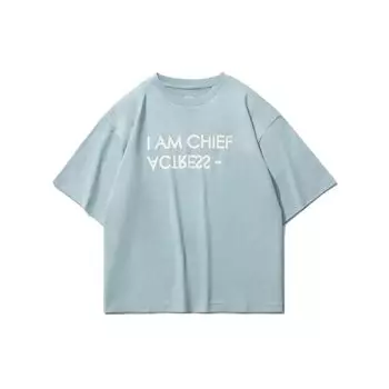 Li Ning Sports Fashion Series Letter Pattern Свободная футболка с коротким рукавом для женщин, топы синего цвета AHSR780-3 M