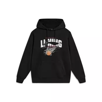 Li Ning Sports Fashion Series Letter Print Casual Fleece Hooded Pullover Long Sleeve Early Autumn Hoody Hoody Hoody Black AWDU969-1 S