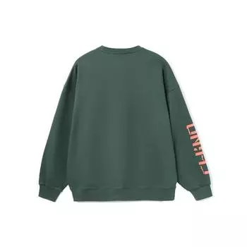 Li Ning Sports Fashion Series Letter Print Флисовая теплая свободная толстовка с круглым вырезом унисекс кленово-зеленая AWDRB78-8 M