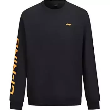Li Ning Sports Fashion Series Letter Print Круглый вырез пуловер с длинным рукавом толстовка мужская толстовка черный YWDU373-2 L