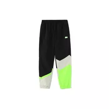 Li Ning Sports Fashion Series Logo Pattern Splicing Design Loose Fit Cuffed Knit Joggers Men Joggers Standard-Black AKXR421-2 XXL