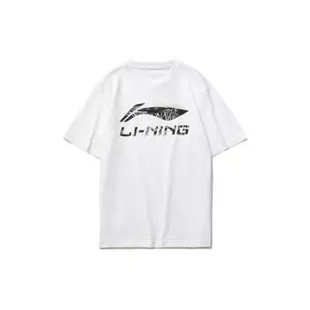 Li-Ning Sports Fashion Series Logo Print Cruise Neck Cultural Shirt Drop Shoulder T Shirt Men Tops White AHSR543-1 L