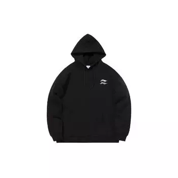 Li Ning Sports Fashion Series Logo Print Loose Hoodie Men Hoodies Black AWDTC13-1 M