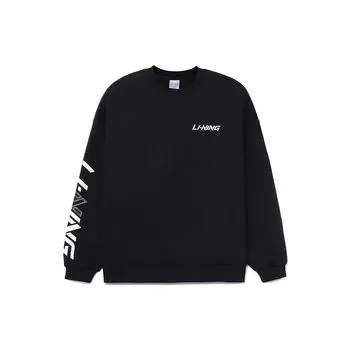 Li Ning Sports Fashion Series Logo Printed Crewneck Sweatshirt Men sweatshirt Black AWDRB77-7 M