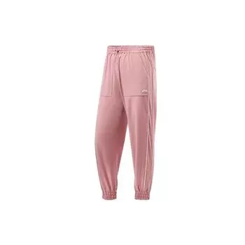 Li Ning Sports Fashion Series однотонные повседневные длинные брюки женские низы розового цвета AYKR348-3 L