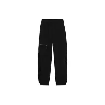 Li Ning Sports Fashion Series однотонные повседневные брюки с карманами на молнии и эластичным поясом, черные AKLSF57-4 XL