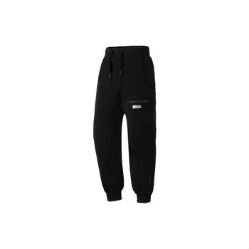 Li Ning Sports Fashion Series однотонные повседневные спортивные брюки со шнурком мужские брюки черного цвета AYKS401-1 XL