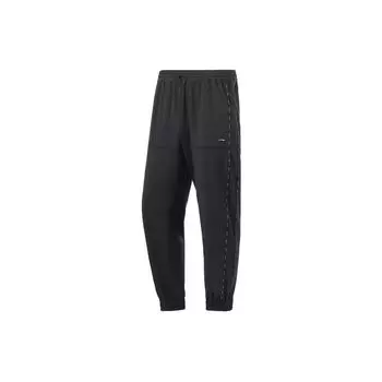 Li Ning Sports Fashion Series однотонные повседневные длинные брюки с логотипом женские плавки черного цвета AYKR348-1 M