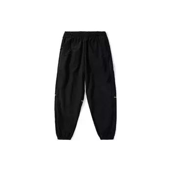 Li Ning Sports Fashion Series однотонные свободные трикотажные джоггеры со средней талией и манжетами, женские джоггеры, черные AYKR442-1 XXL