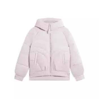 Li Ning Sports Fashion Series однотонный логотип с принтом свободный пуховик с капюшоном и длинными рукавами женская верхняя одежда лотос-розовый-фиолетовый AYMS030-3 XXL