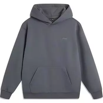 Li Ning Sports Fashion Series однотонный свободный теплый флисовый свитер с капюшоном, свитшот с длинным рукавом, унисекс, свитшот Magnetic-Gray AWDUE95-10 XS