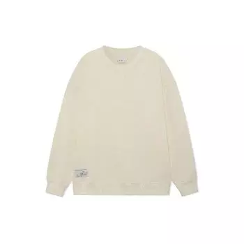 Li Ning Sports Fashion Series однотонный свободный свитер с круглым вырезом и длинными рукавами, унисекс-толстовка, белый цвет AWDR863-1 XXL