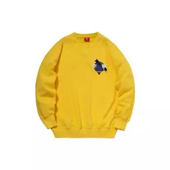 Li Ning Sports Fashion Series Paris Fashion Week Logo Print Pullover Crewneck Sweatshirt Men Sweatshirt Bright-Yellow AWDQ339-3 M
