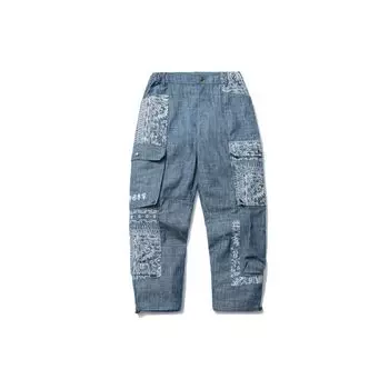 Li Ning Sports Fashion Series Pattern Print Drawstring Cuffs Woven Denim Брюки мужские Брюки Hometown-Blue AJER005-1 S