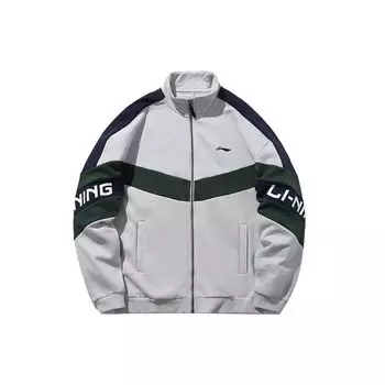 Li Ning Sports Fashion Series Повседневная флисовая спортивная куртка с воротником-стойкой Унисекс Куртки Микро-Кристалл-Серый AWDPA41-13 XXXL