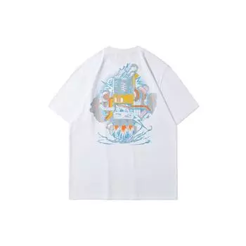 Li Ning Sports Fashion Series Printed Crew Neck Pullover T Shirt Men Tops White AHSRA45-1 L