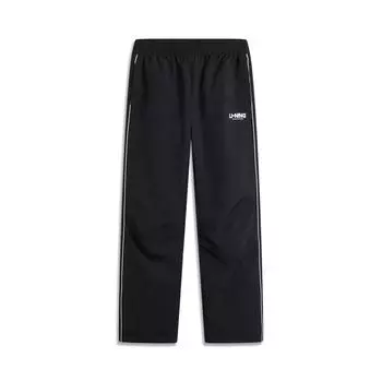 Li Ning Sports Fashion Series Прямые брюки с буквенным принтом и средней талией, повседневные мужские брюки, черные AYKU733-3 XL