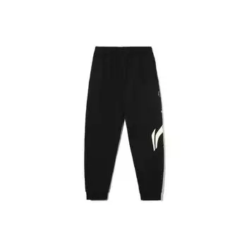 Li Ning Sports Fashion Series с большим принтом логотипа, свободные манжеты, трикотажные спортивные штаны для мужчин, черные AKLR369-4 XXXL