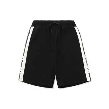 Li Ning Sports Fashion Series Side Color Block Letter Print Дышащие повседневные шорты мужские шорты черные AKSR289-3 S