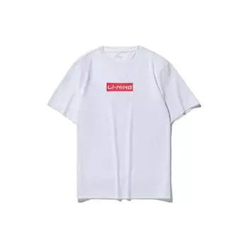 Li-Ning Sports Fashion Series Solid Color Logo Round Neck Pullover T-Shirt Men Tops White ATST637-2 S