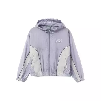 Li Ning Sports Fashion Series Spliced Letter Zipper Hooded Long Sleeve Windbreaker Women Upper Clothing Light-Mist-Purple AFDR768-1 XL