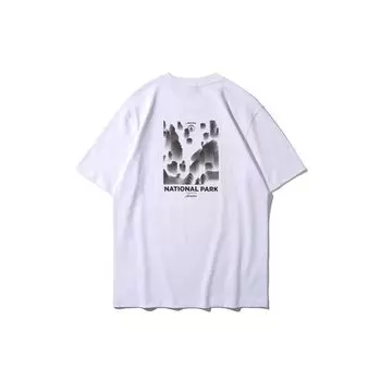 Li Ning Sports Fashion Series SS19 Paris Fashion Week Ink Wash Painting Print Loose Short Sleeve T Shirt Men T Shirt White AHSP617-1 XL