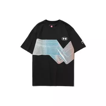 Li Ning Sports Fashion Series SS21 Paris Fashion Week напечатанная спортивная футболка с круглым вырезом и коротким рукавом для мужчин, топы, черный цвет AHSR259-1 S