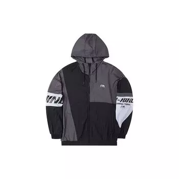 Li Ning Sports Fashion Series свободная куртка с капюшоном и длинным рукавом, цветные блоки, мужская куртка, черный цвет AFDQ387-2 M