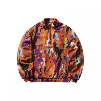 Li Ning Sports Fashion Series Свободная мужская куртка с длинным рукавом и молнией на половину длины, оранжевая AAER197-2 M