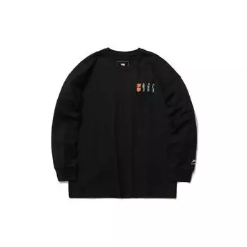 Li Ning Sports Fashion Series Свободная повседневная футболка с круглым вырезом и длинным рукавом для мужчин, черные топы AHSR387-2 S