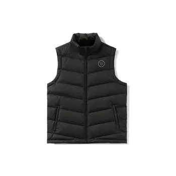 Li Ning Sports Fashion Series теплый мужской жилет с воротником-стойкой и логотипом, черный AMRR063-5 XXL
