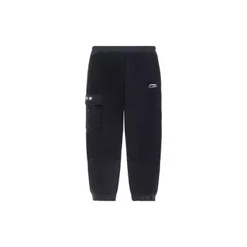Li Ning Sports Fashion Series Текст Вышитый Логотип Эластичные Манжеты Трикотажные Спортивные Штаны Мужские Штаны Черные AKXR551-2 M