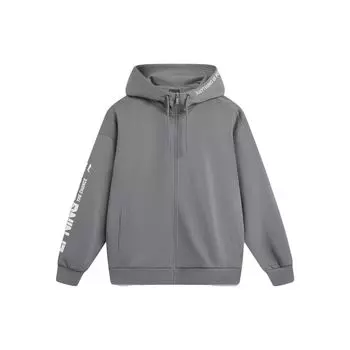 Li Ning Sports Fashion Series Толстовка с капюшоном и принтом в виде букв, унисекс, дымчато-серая AWDU921-2 XXL