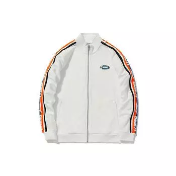 Li-Ning Sports Fashion Series Толстовка с логотипом в полоску по бокам и воротник-стойка на молнии Топы унисекс Белый AWDRH29-1