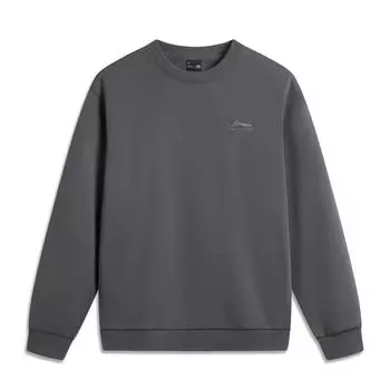 Li Ning Sports Fashion Series Удобный повседневный свитер с круглым вырезом Простой свободный флисовый свитшот Унисекс Свитшот Магнитно-серый AWDUA53-12 S