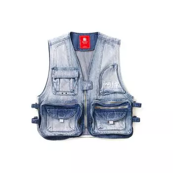 Li Ning Sports Fashion Series Washed Woven Denim Жилеты мужские Жилеты градиентно-синие AMDR019-1 M