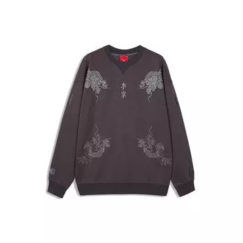 Li Ning Sports Fashion Series X Palace Museum Printed Pullover Sweatshirt Unisex Sweatshirt Sandalwood-Black AWDQ929-2 S