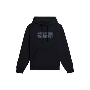 Li-Ning Sports Life однотонный пуловер с капюшоном и принтом, толстовка с длинными рукавами, топы унисекс, черный AWDSB43-1 M