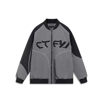Li-Ning Sports Life Print Letter Zip-Up Long Sleeve Jacket Unisex Jackets Lead-Gray AJDT505-2