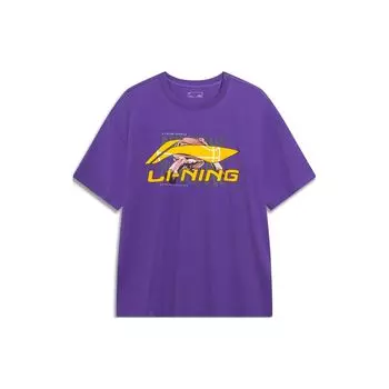 Li-Ning Sports Life Series баскетбольная футболка с круглым вырезом и короткими рукавами, мужские топы, фиолетовый AHST595-3