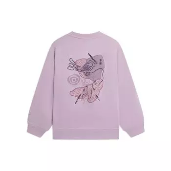 Li-Ning Sports Life Series Chang Le Wei Yang Printed Loose Pullover Sweatshirt Women Tops Lotus-Pink AWDSB58-4