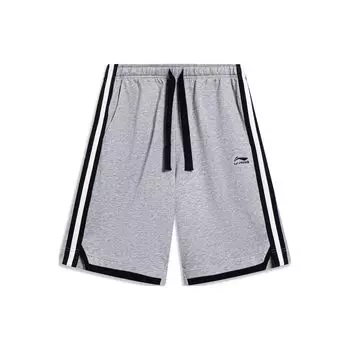 Li-Ning Sports Life Series Повседневные спортивные шорты с контрастным логотипом и вышивкой Мужские брюки цветочно-серые AKST639-4 L