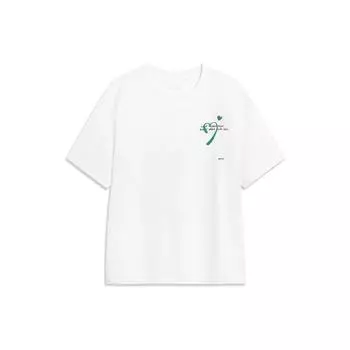 Li-Ning Sports Life Series Футболка с круглым вырезом и логотипом с надписью Love, топы унисекс, белые AHST627-1 S