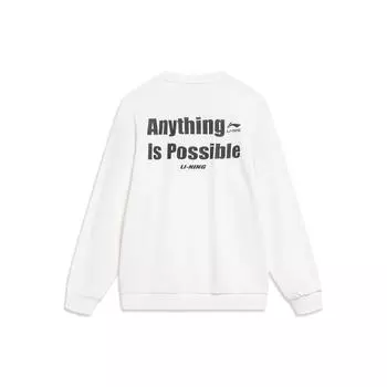 Li-Ning Спортивная серия Life Letter Logo Print Толстовка с круглым вырезом для мужчин, топы белого цвета AWDT683-1 XXXL